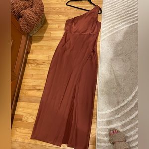One Shoulder BHLDN Rust Dress